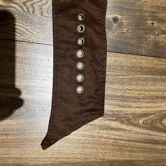brown suede look belt with brass eyelets - Picture 2 of 4